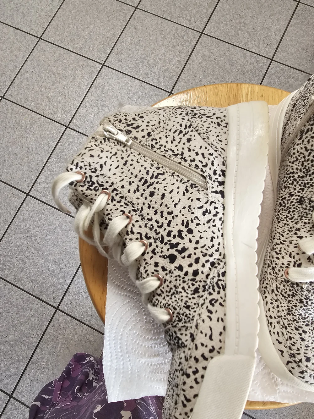 Roxy Women's High-Top Sneakers in Cream with Black Spot Print